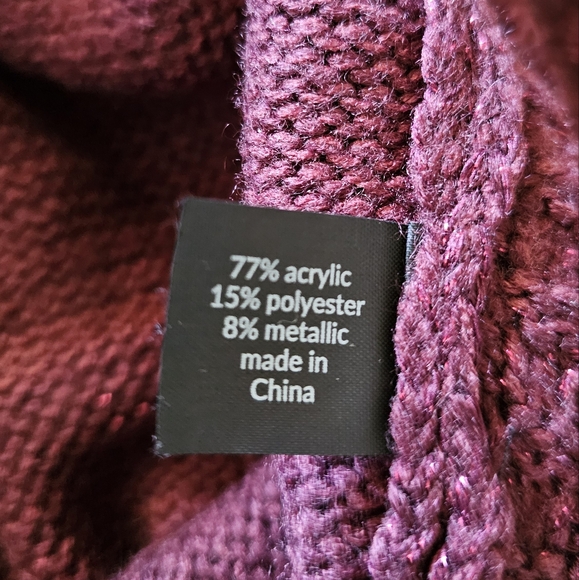 Lane Bryant Sparkly Dark Red Cranberry Cable Knit Sweater Womens Plus Size 18/20 - Picture 9 of 10